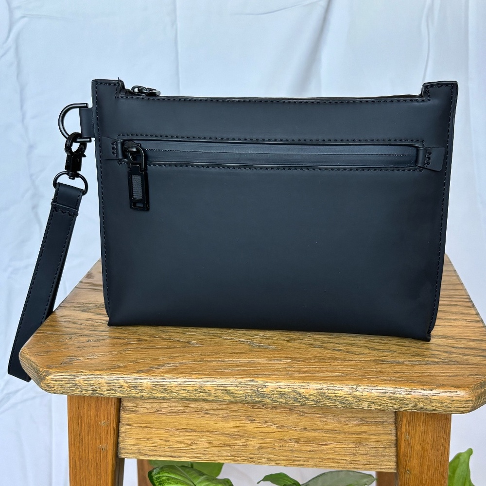 ZARA - Black Rubber/PU Zipper Pouch